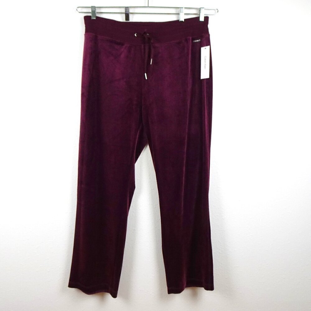 Calvin Klein Velour Pants Women's Plus Size 2X Red Pull On Elastic Waist